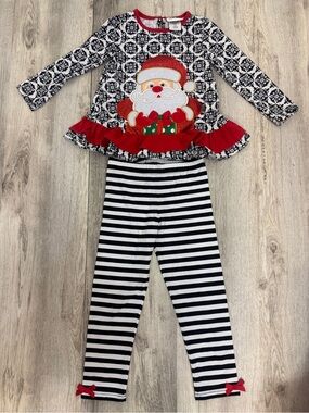 Emily Rose Red & Black Santa Peplum Set